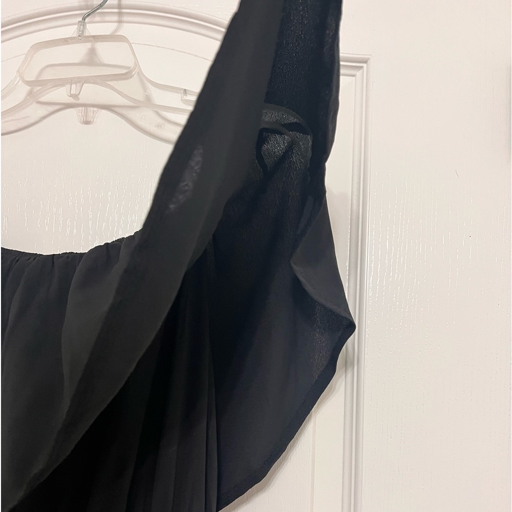 Ruffle Top Dress Black Size 1X Off the Shoulder Side Slit Elastic Waist - Picture 7 of 12